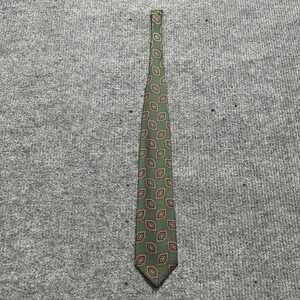 Gilbert & Lodge Silk Tie Mens One Size Green Geometric Classic Made USA Pattern